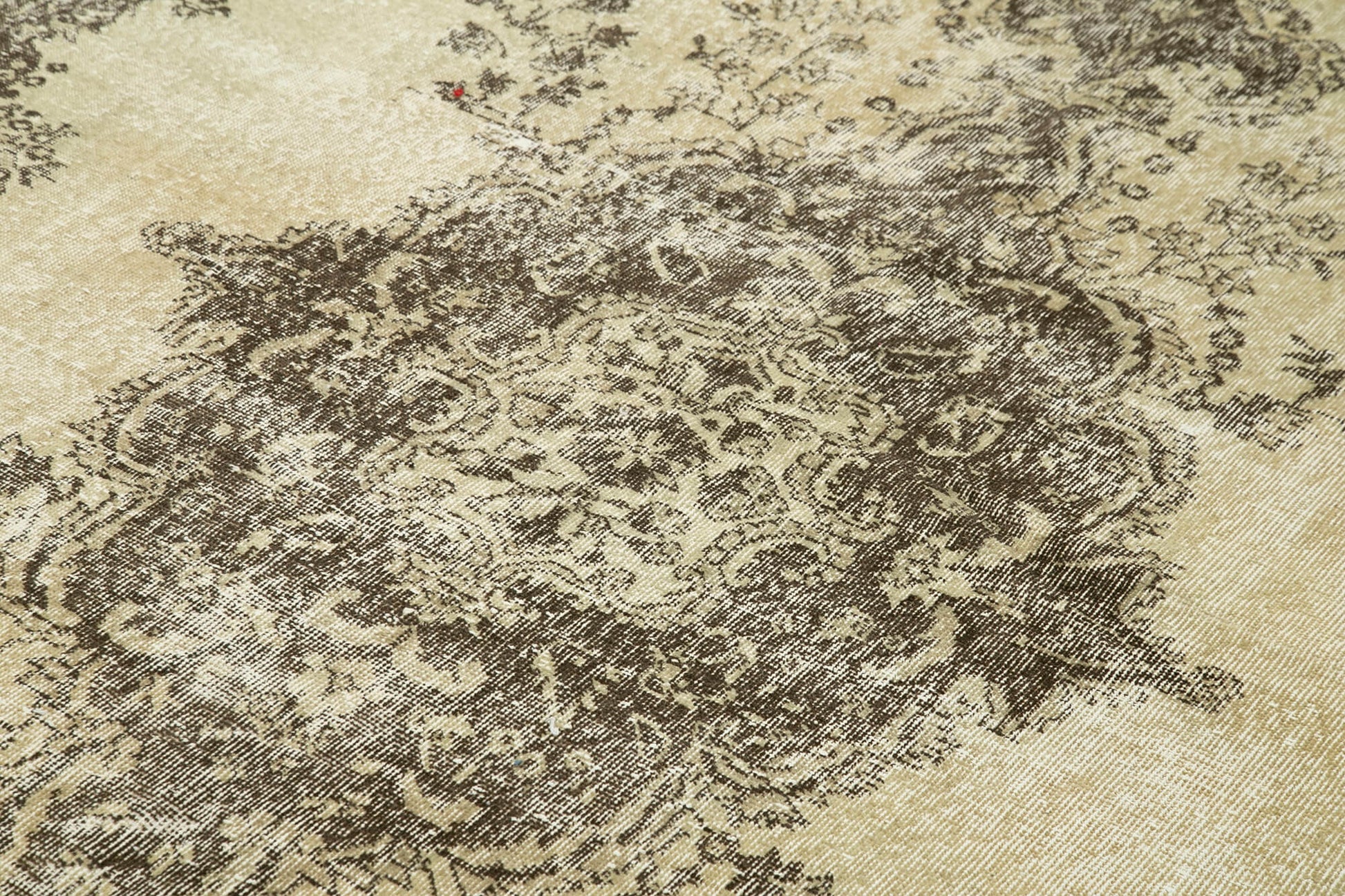 Vintage Bej Eskitme Pamuk Yün El Dokuma Halısı 210x311 Agacan