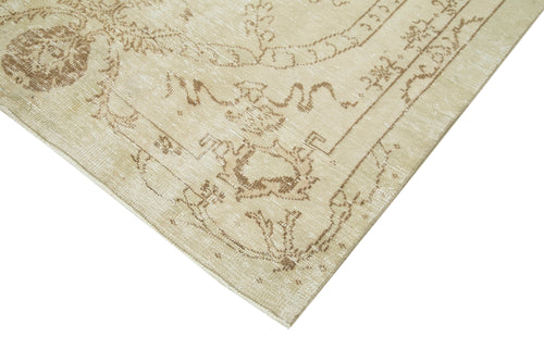 Vintage Bej Eskitme Pamuk Yün El Dokuma Halısı 177x280 Agacan