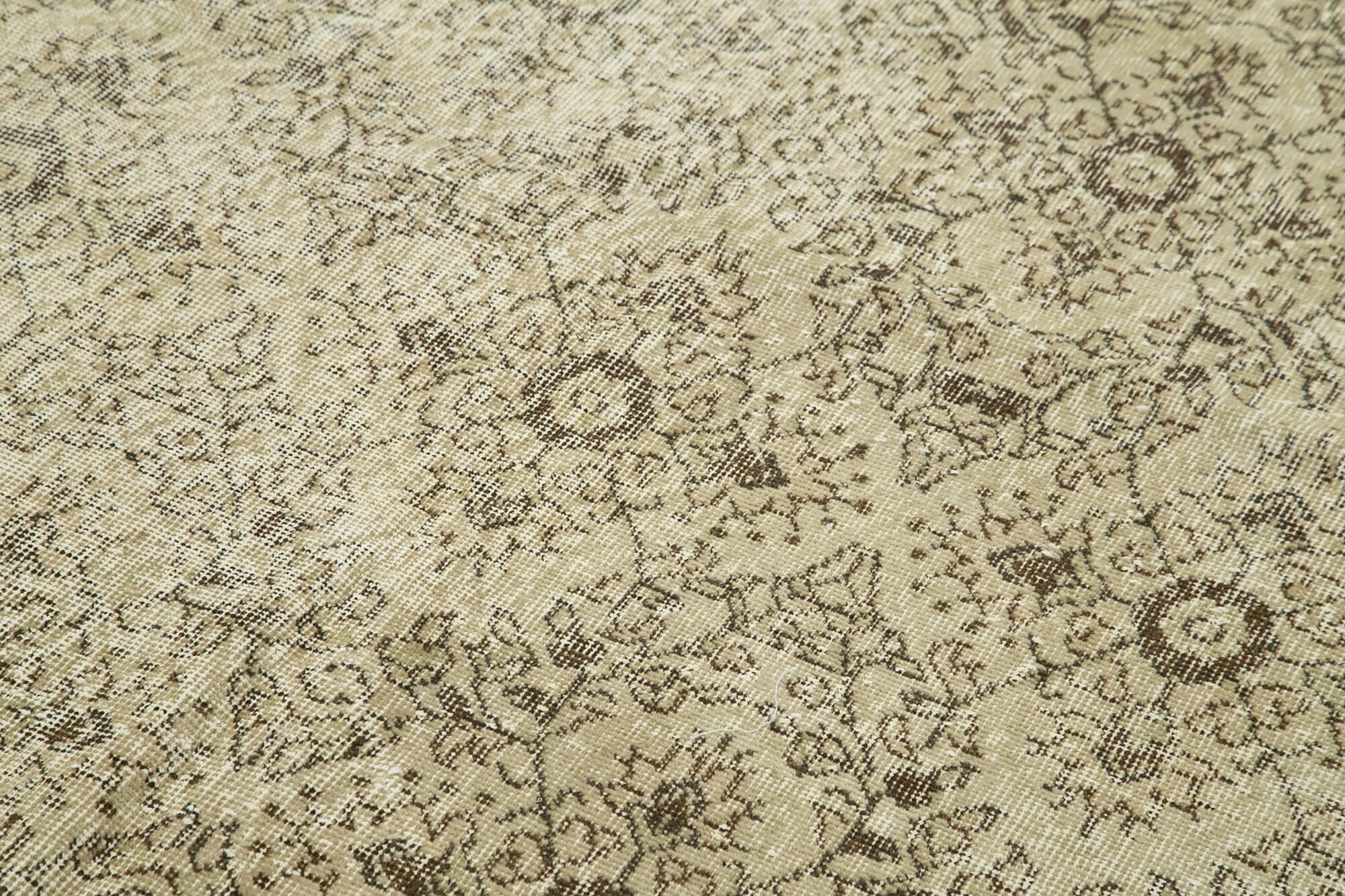 Vintage Bej Eskitme Pamuk Yün El Dokuma Halısı 168x291 Agacan