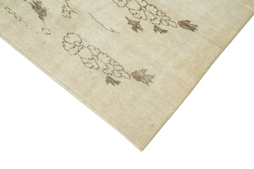 Vintage Bej Eskitme Pamuk Yün El Dokuma Halısı 171x261 Agacan