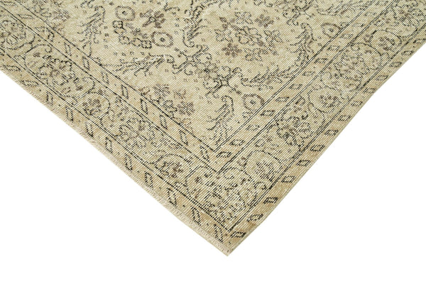 Vintage Bej Eskitme Pamuk Yün El Dokuma Halısı 186x290 Agacan