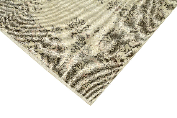 Vintage Bej Eskitme Pamuk Yün El Dokuma Halısı 156x253 Agacan
