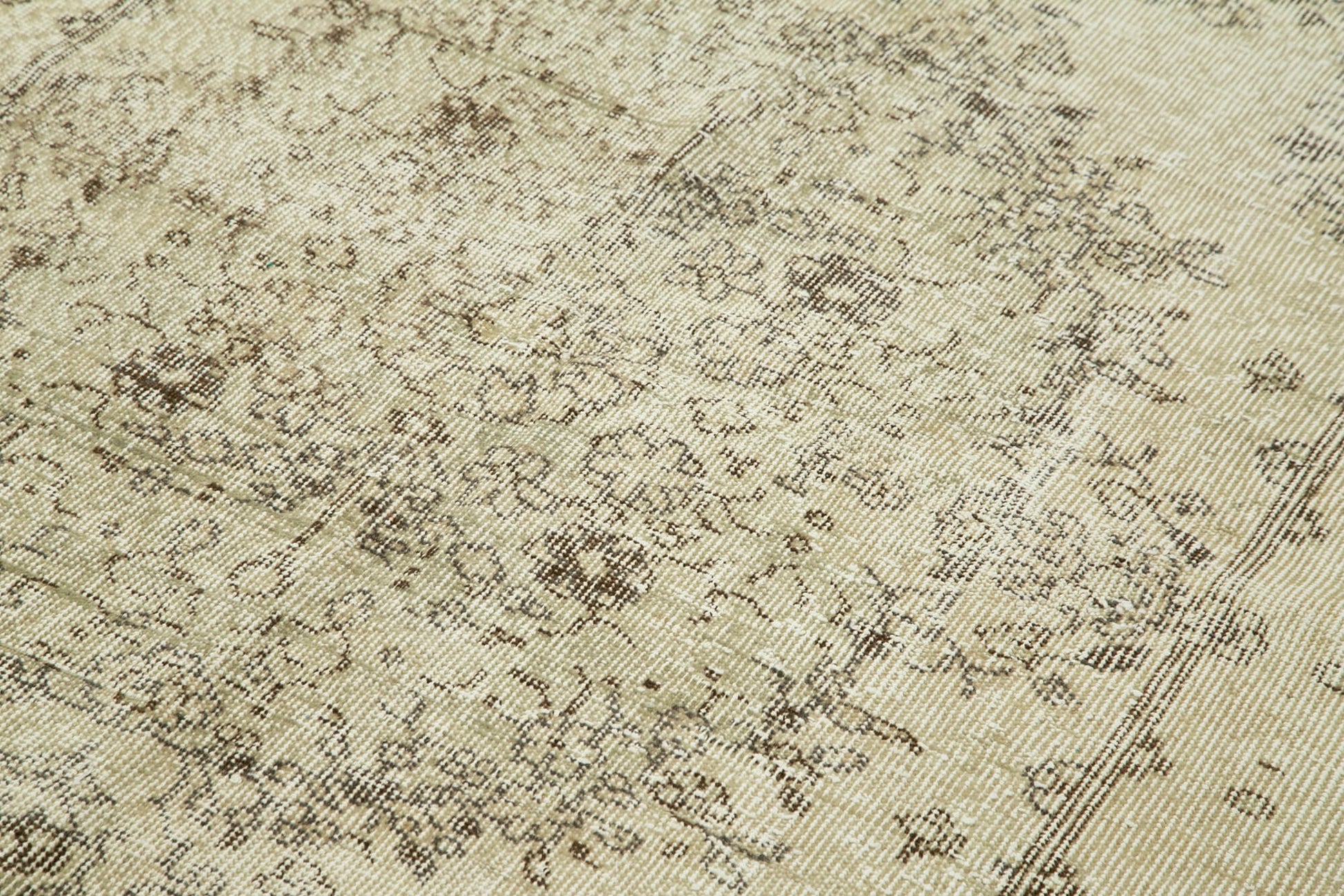 Vintage Bej Eskitme Pamuk Yün El Dokuma Halısı 163x282 Agacan