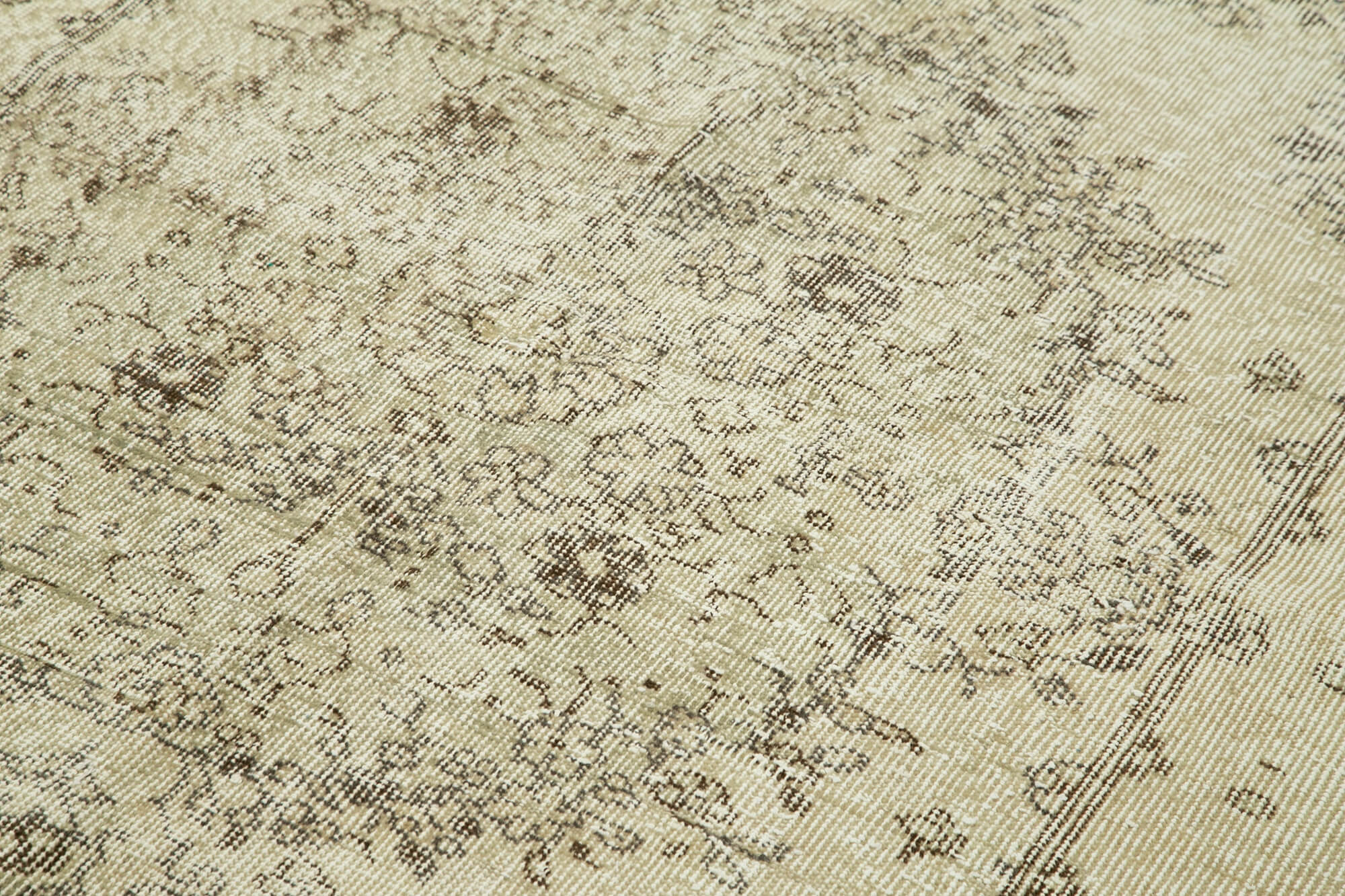 Vintage Bej Eskitme Pamuk Yün El Dokuma Halısı 163x282 Agacan