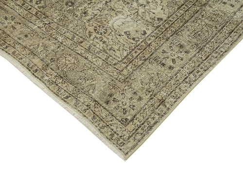 Vintage Bej Eskitme Pamuk Yün El Dokuma Halısı 194x272 Agacan