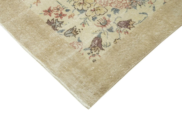 Vintage Bej Eskitme Pamuk Yün El Dokuma Halısı 140x243 Agacan