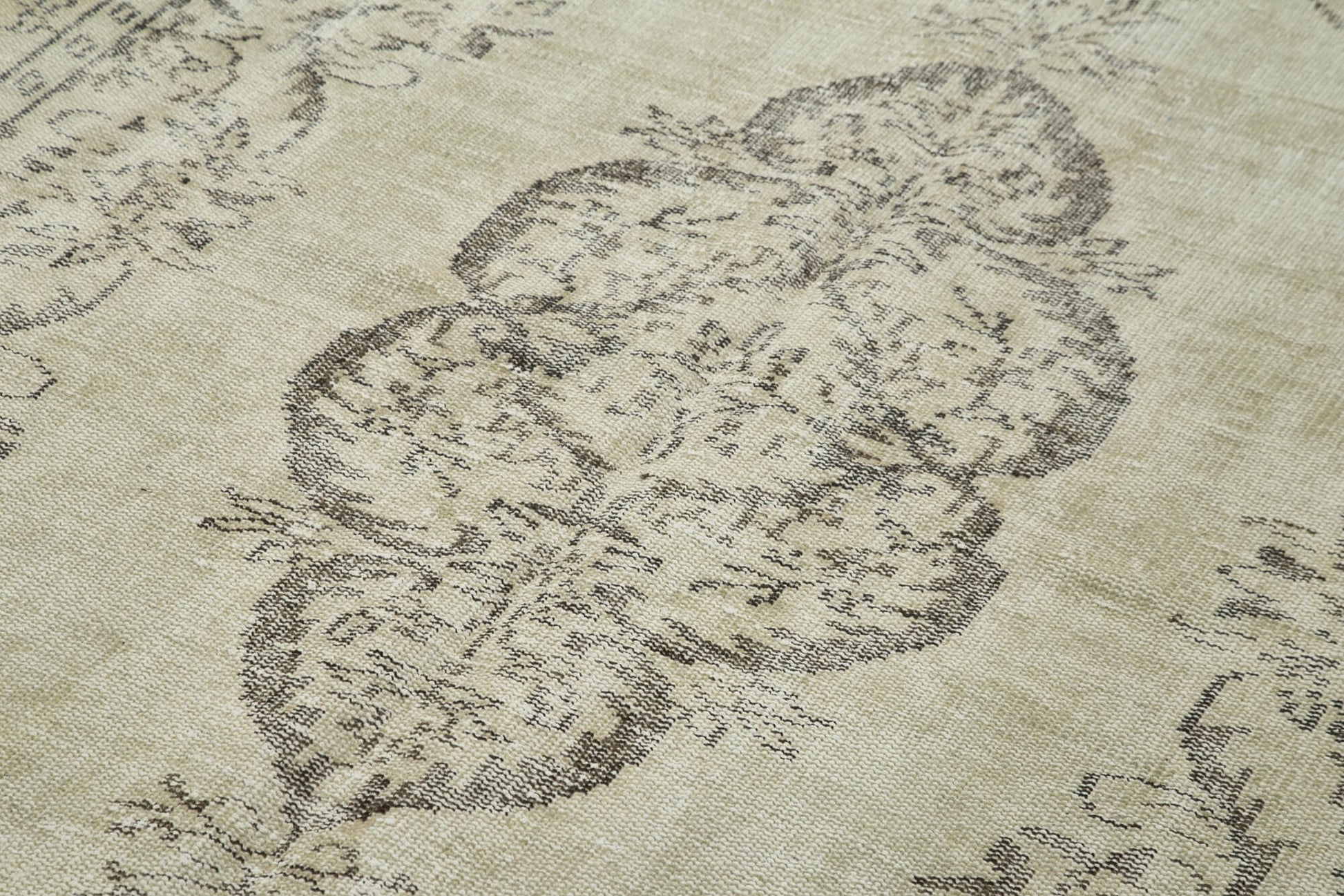 Vintage Bej Eskitme Pamuk Yün El Dokuma Halısı 169x291 Agacan