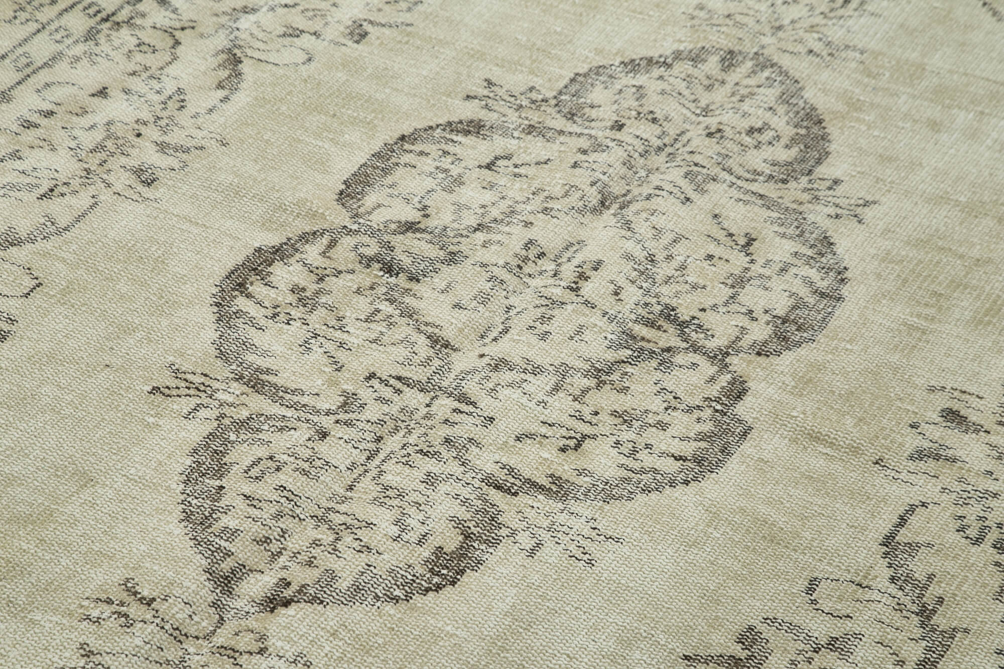 Vintage Bej Eskitme Pamuk Yün El Dokuma Halısı 169x291 Agacan