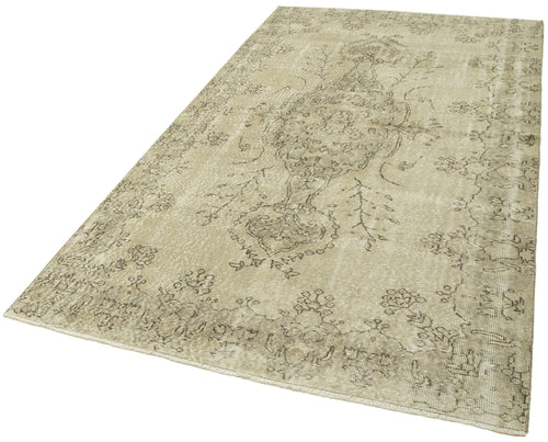 Vintage Bej Eskitme Pamuk Yün El Dokuma Halısı 154x290 Agacan