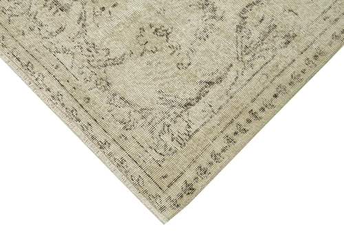 Vintage Bej Eskitme Pamuk Yün El Dokuma Halısı 161x283 Agacan