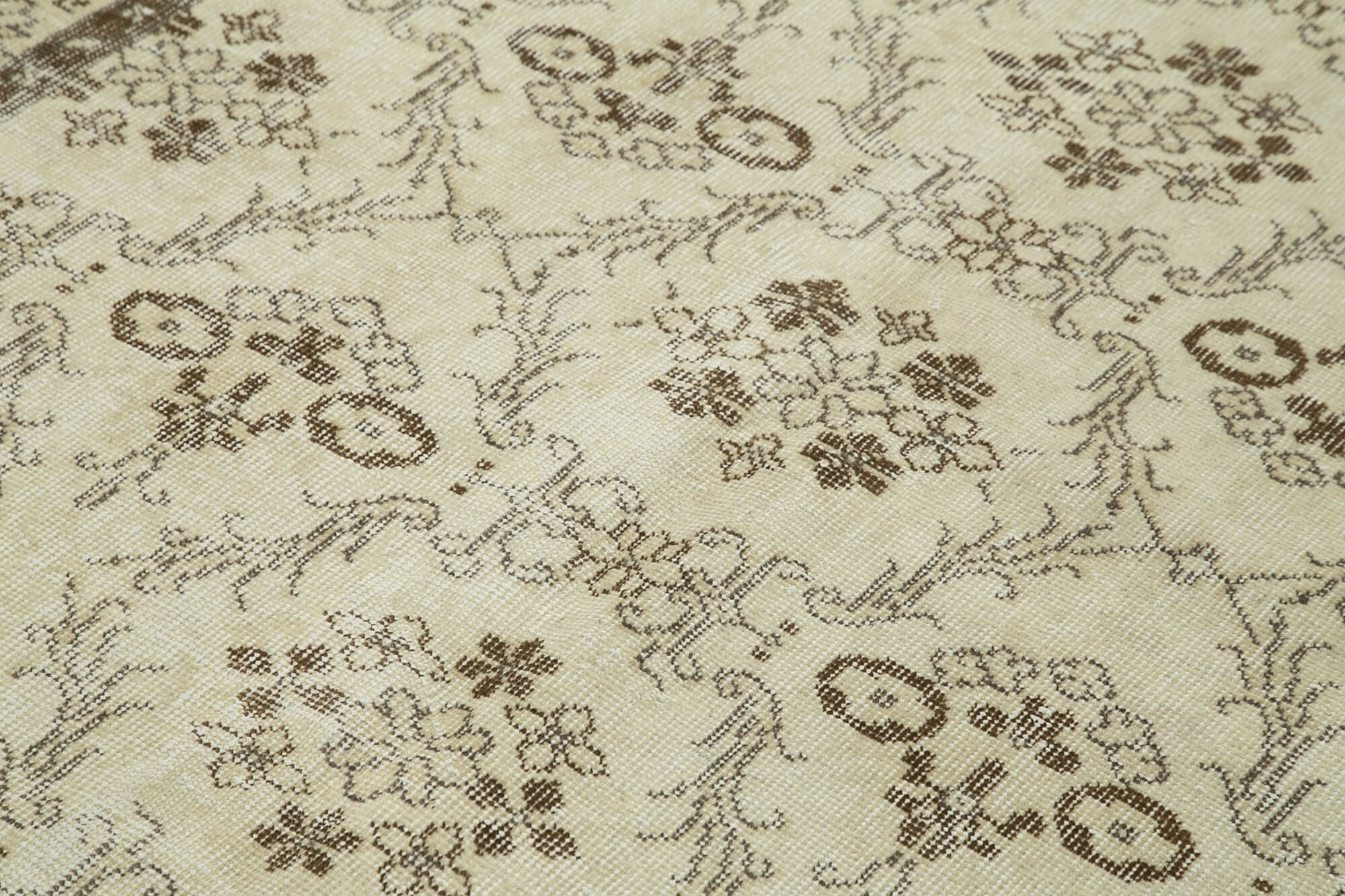 Vintage Bej Eskitme Pamuk Yün El Dokuma Halısı 163x278 Agacan