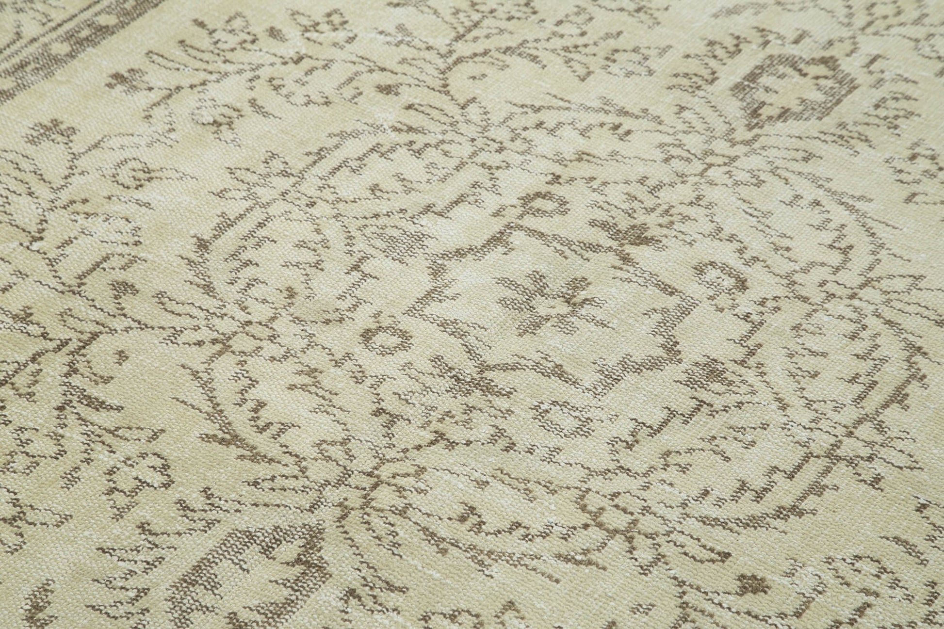 Vintage Bej Eskitme Pamuk Yün El Dokuma Halısı 175x286 Agacan