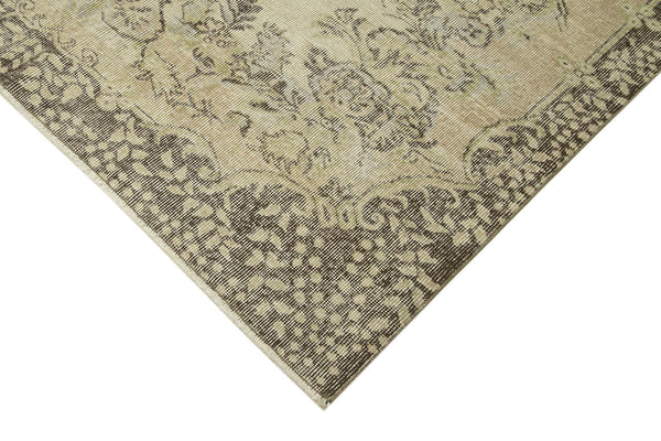 Vintage Bej Eskitme Pamuk Yün El Dokuma Halısı 177x276 Agacan