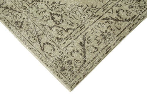 Vintage Bej Eskitme Pamuk Yün El Dokuma Halısı 194x288 Agacan