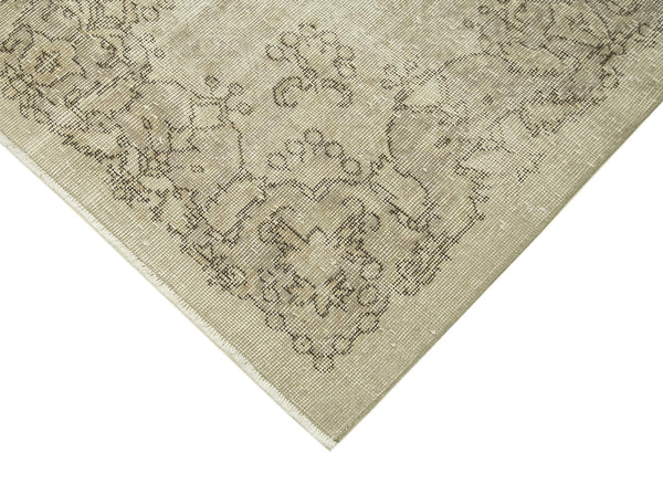 Vintage Bej Eskitme Pamuk Yün El Dokuma Halısı 190x303 Agacan