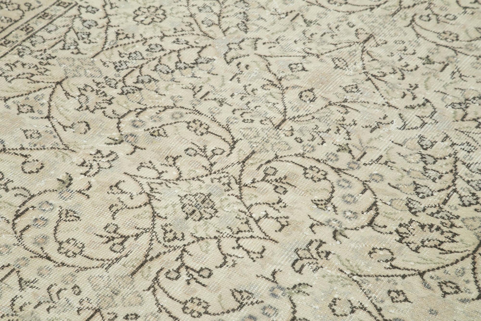Vintage Bej Eskitme Pamuk Yün El Dokuma Halısı 157x260 Agacan