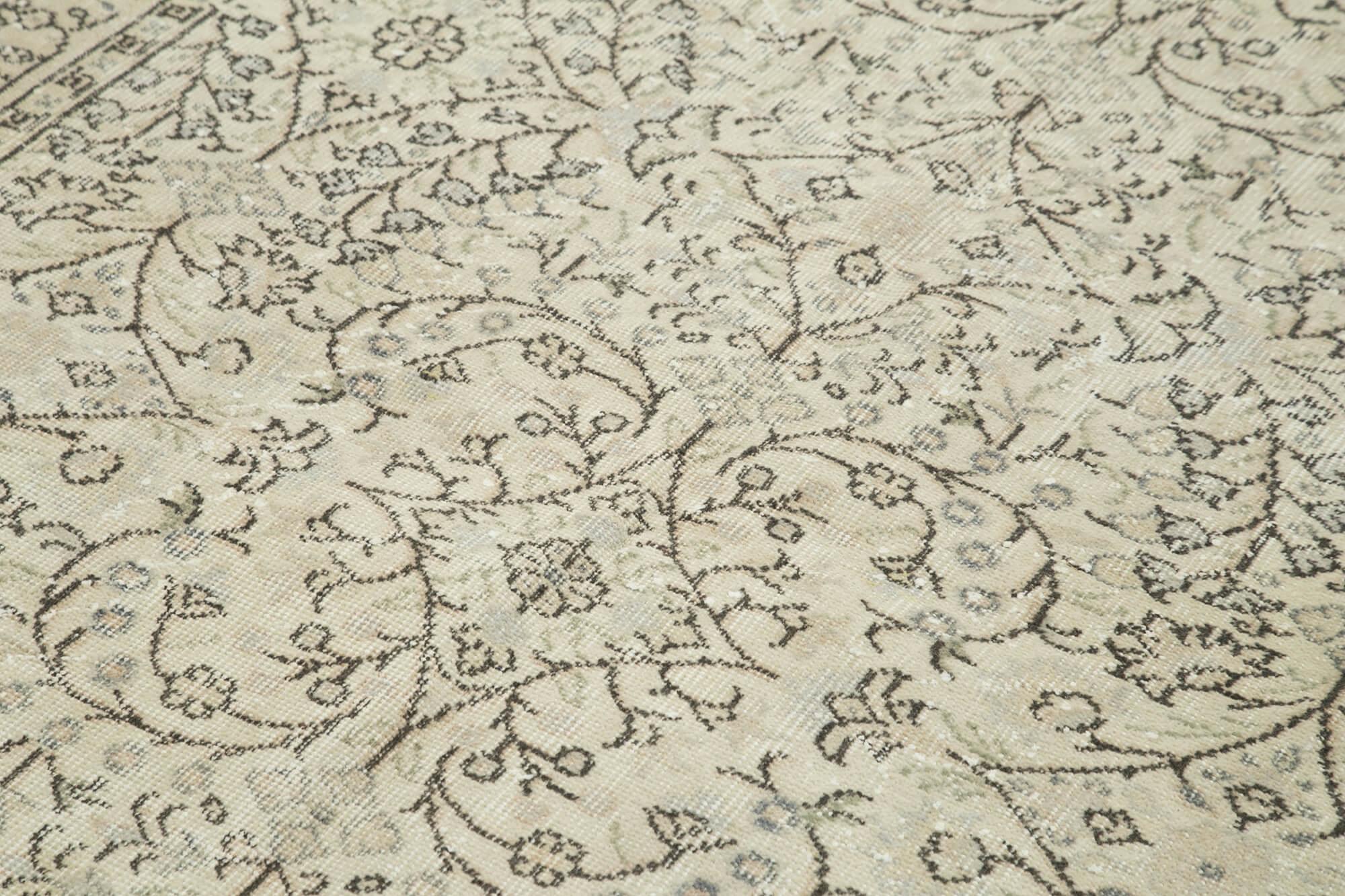 Vintage Bej Eskitme Pamuk Yün El Dokuma Halısı 157x260 Agacan