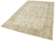 Vintage Bej Eskitme Pamuk Yün El Dokuma Halısı 167x270 Agacan