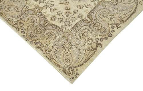 Vintage Bej Eskitme Pamuk Yün El Dokuma Halısı 167x270 Agacan