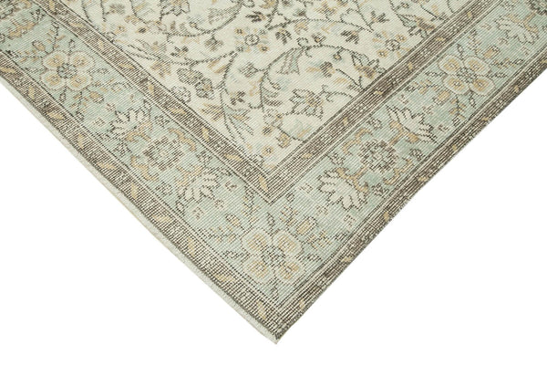 Vintage Bej Eskitme Pamuk Yün El Dokuma Halısı 183x295 Agacan