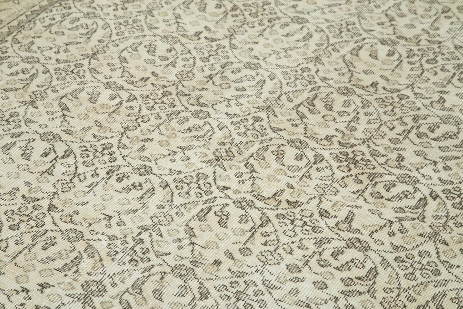 Vintage Bej Eskitme Pamuk Yün El Dokuma Halısı 171x285 Agacan