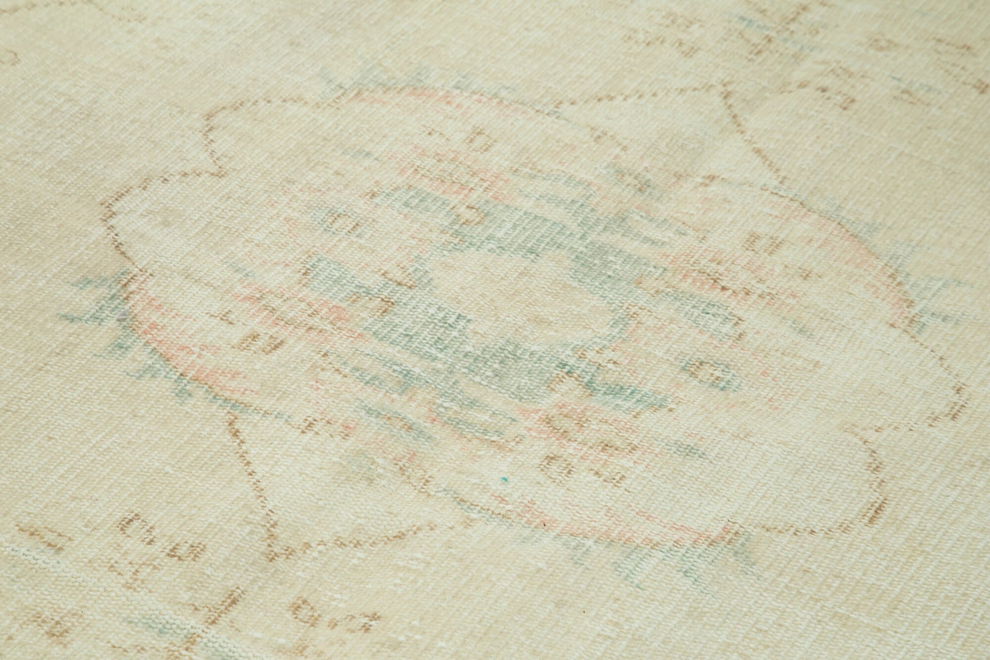 Vintage Bej Eskitme Pamuk Yün El Dokuma Halısı 168x263 Agacan