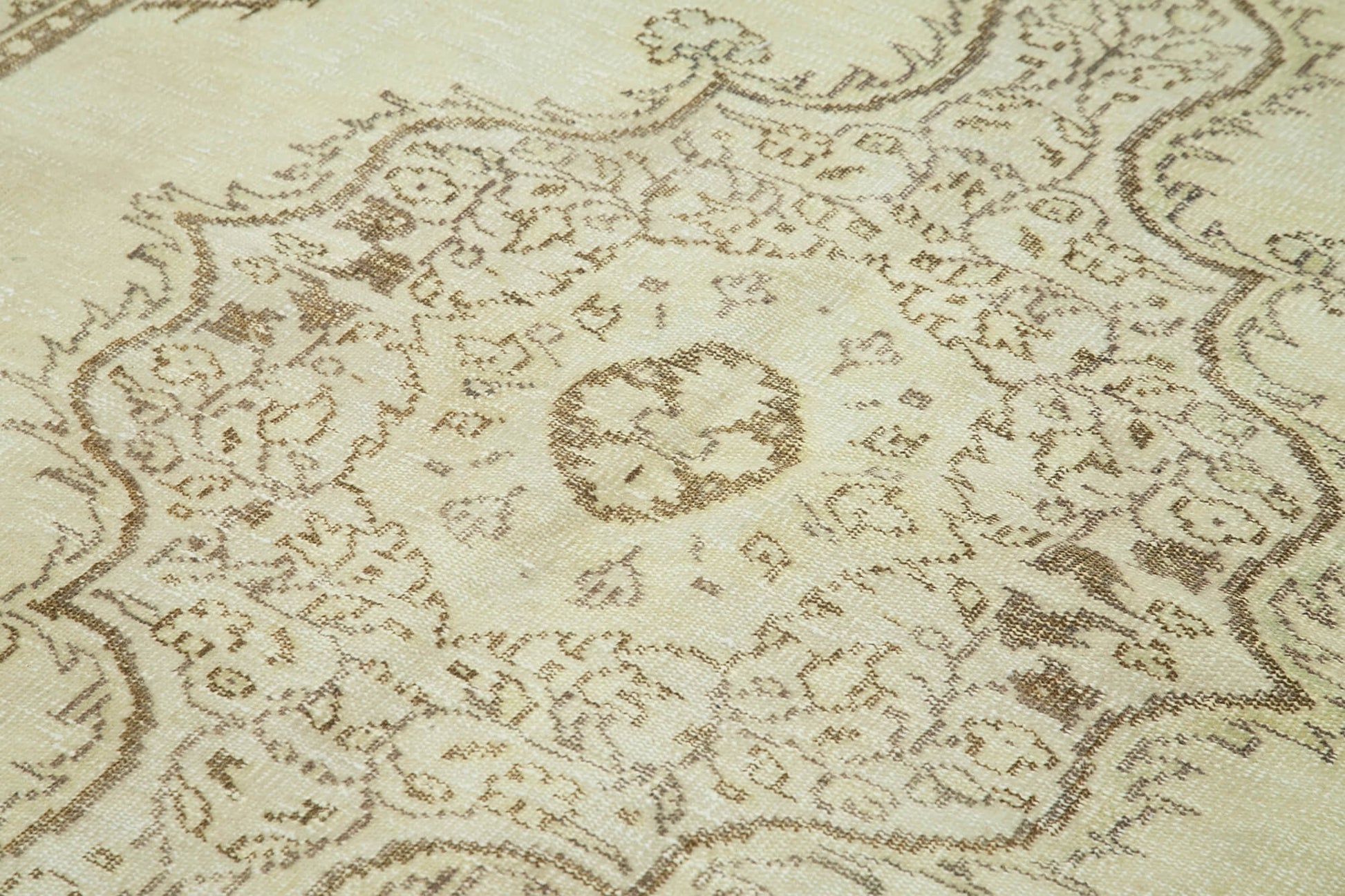 Vintage Bej Eskitme Pamuk Yün El Dokuma Halısı 190x294 Agacan