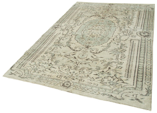 Vintage Bej Eskitme Pamuk Yün El Dokuma Halısı 175x263 Agacan