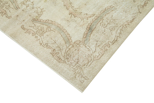 Vintage Bej Eskitme Pamuk Yün El Dokuma Halısı 140x266 Agacan