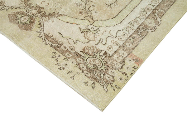 Vintage Bej Eskitme Pamuk Yün El Dokuma Halısı 177x314 Agacan