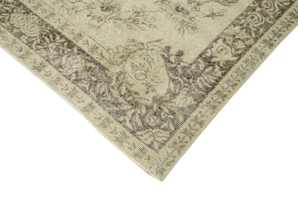 Vintage Bej Eskitme Pamuk Yün El Dokuma Halısı 175x272 Agacan