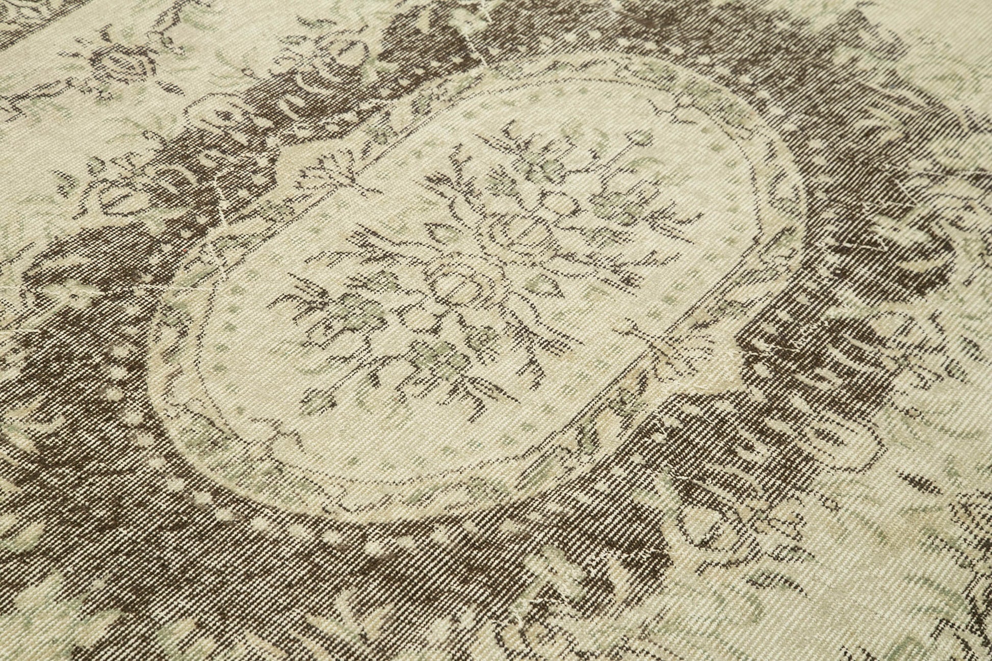 Vintage Bej Eskitme Pamuk Yün El Dokuma Halısı 175x272 Agacan