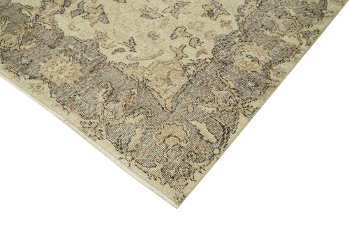 Vintage Bej Eskitme Pamuk Yün El Dokuma Halısı 187x300 Agacan