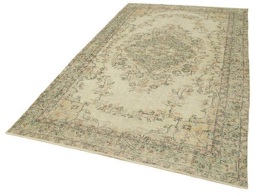 Vintage Bej Eskitme Pamuk Yün El Dokuma Halısı 170x280 Agacan