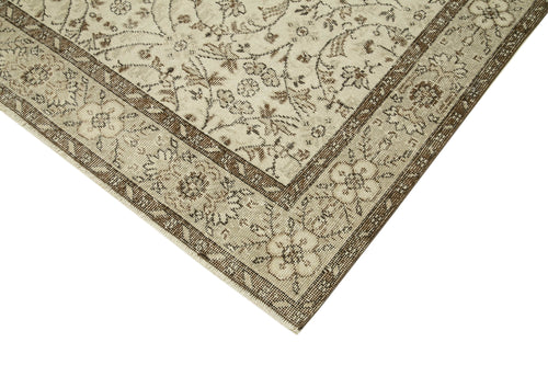 Vintage Bej Eskitme Pamuk Yün El Dokuma Halısı 180x292 Agacan