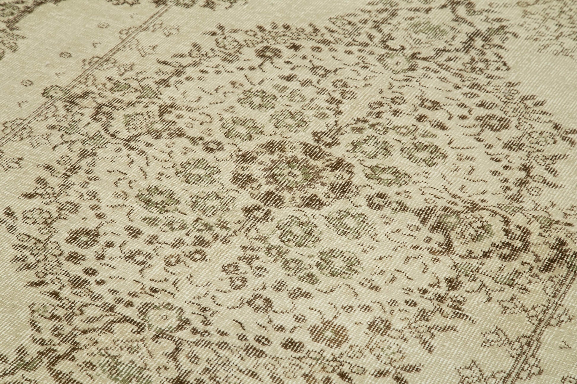 Vintage Bej Eskitme Pamuk Yün El Dokuma Halısı 164x289 Agacan