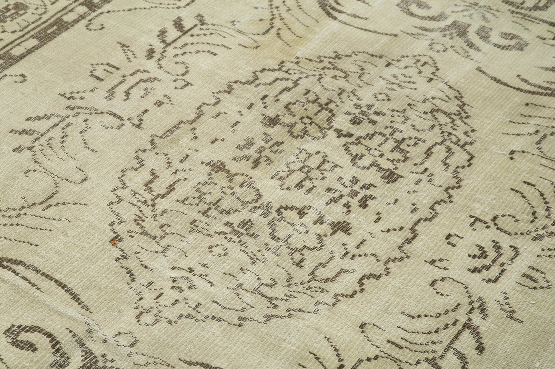 Vintage Bej Eskitme Pamuk Yün El Dokuma Halısı 186x265 Agacan