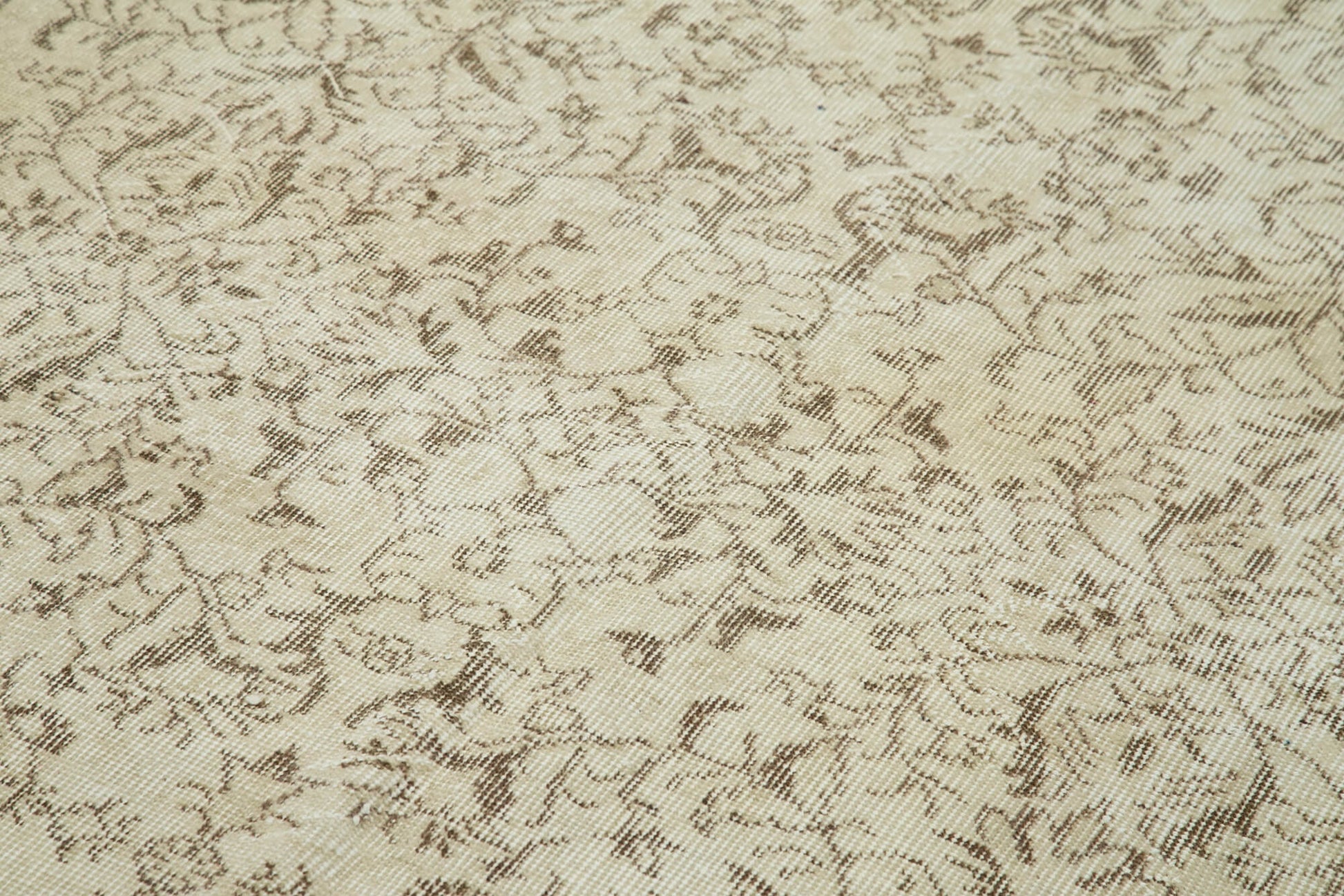 Vintage Bej Eskitme Pamuk Yün El Dokuma Halısı 166x282 Agacan