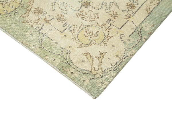 Vintage Bej Eskitme Pamuk Yün El Dokuma Halısı 186x313 Agacan