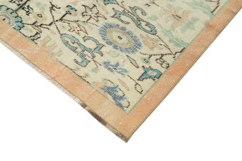 Vintage Bej Eskitme Pamuk Yün El Dokuma Halısı 153x262 Agacan