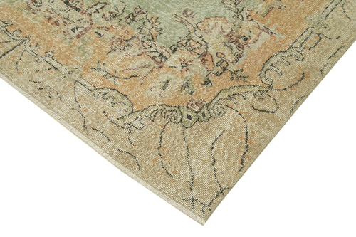 Vintage Bej Eskitme Pamuk Yün El Dokuma Halısı 198x311 Agacan