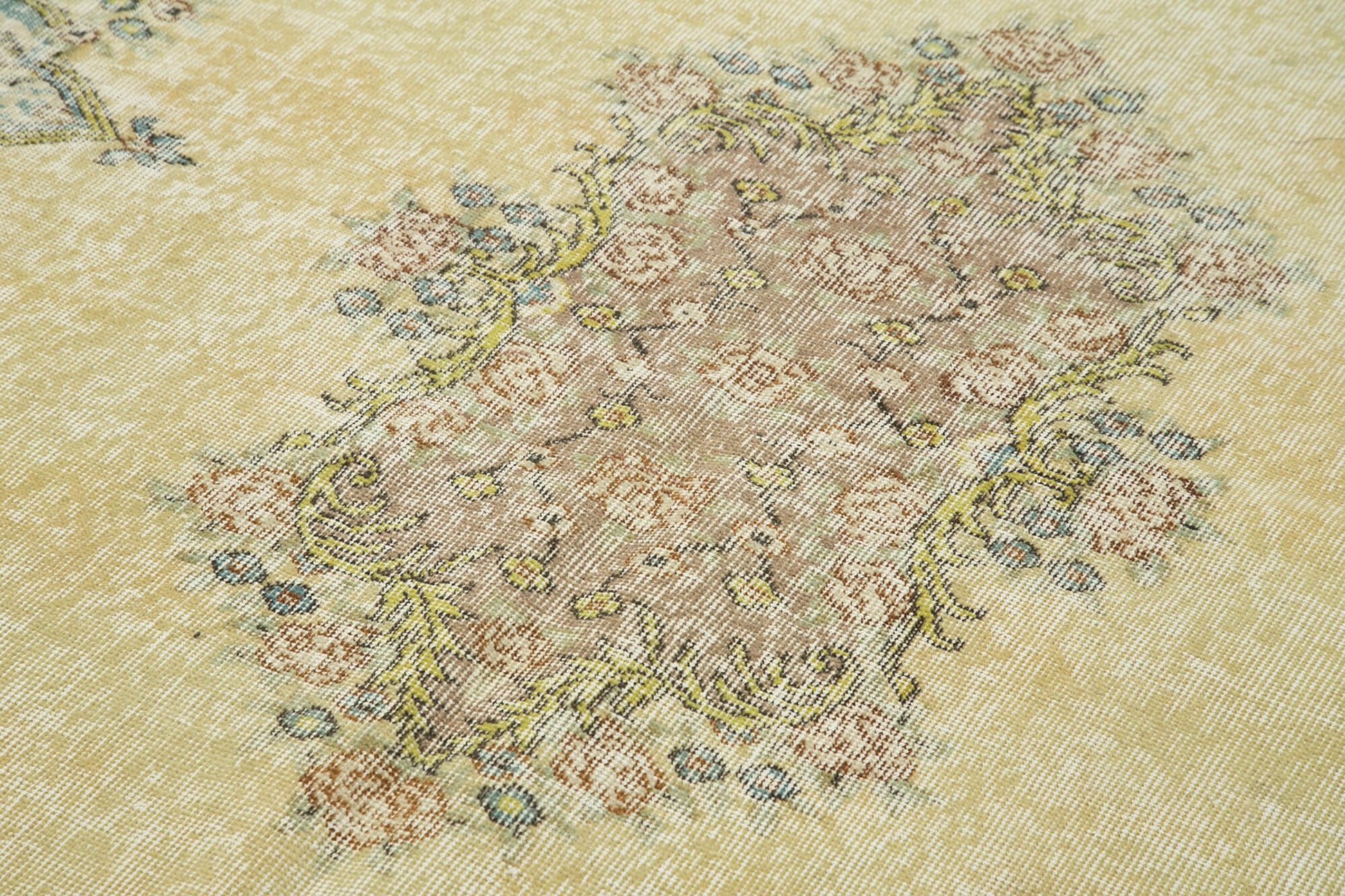 Vintage Bej Eskitme Pamuk Yün El Dokuma Halısı 157x274 Agacan