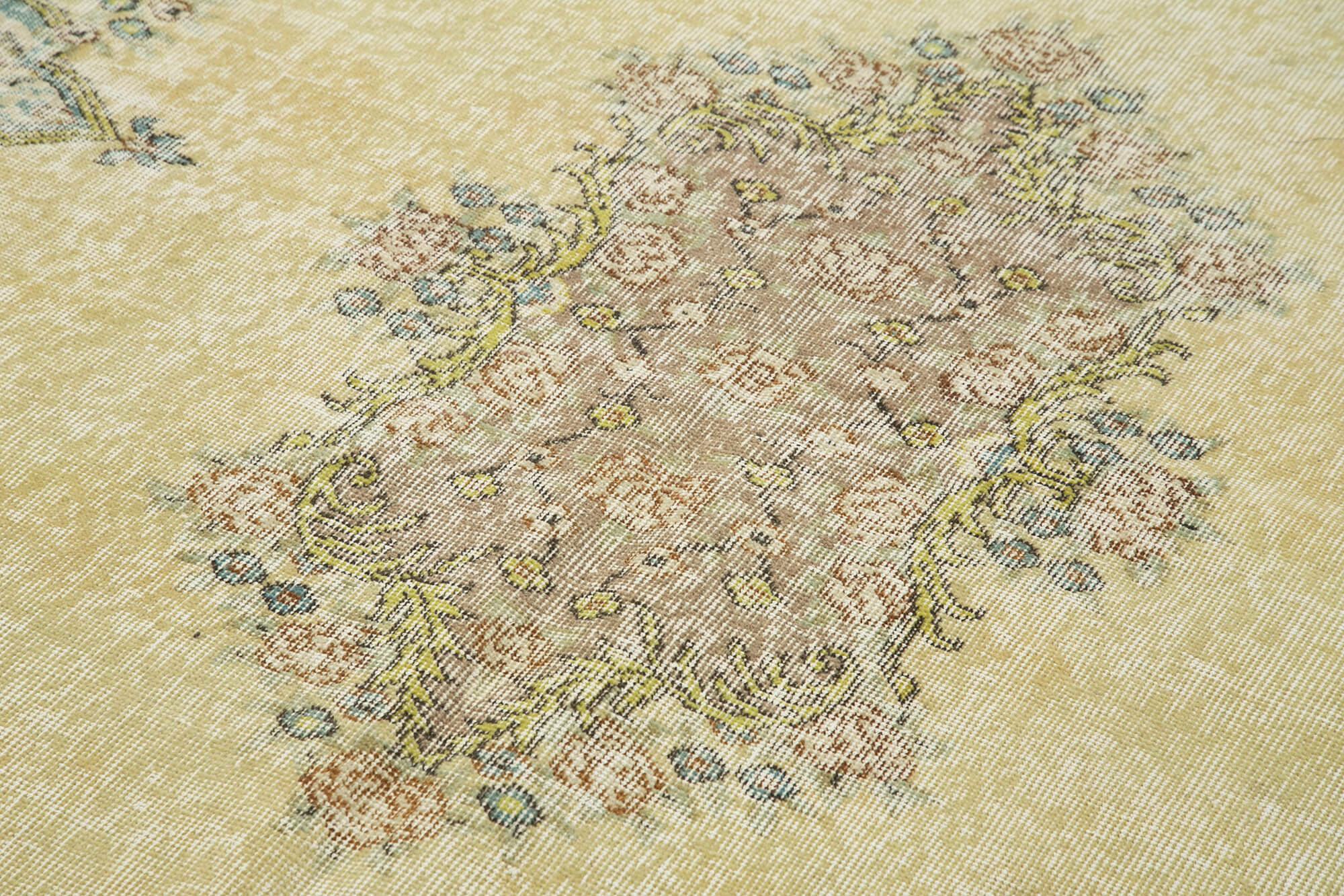 Vintage Bej Eskitme Pamuk Yün El Dokuma Halısı 157x274 Agacan