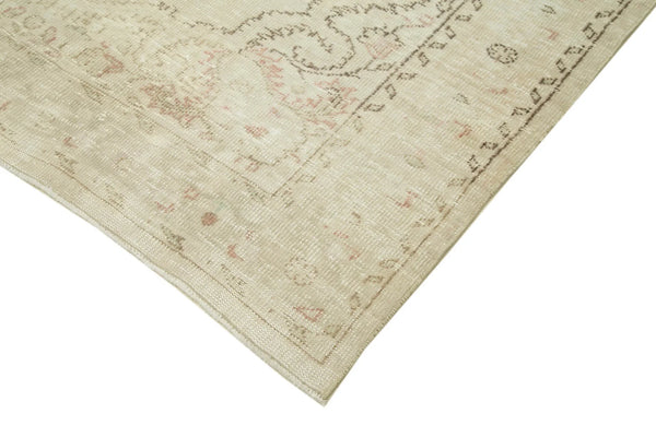 Vintage Bej Eskitme Pamuk Yün El Dokuma Halısı 183x315 Agacan