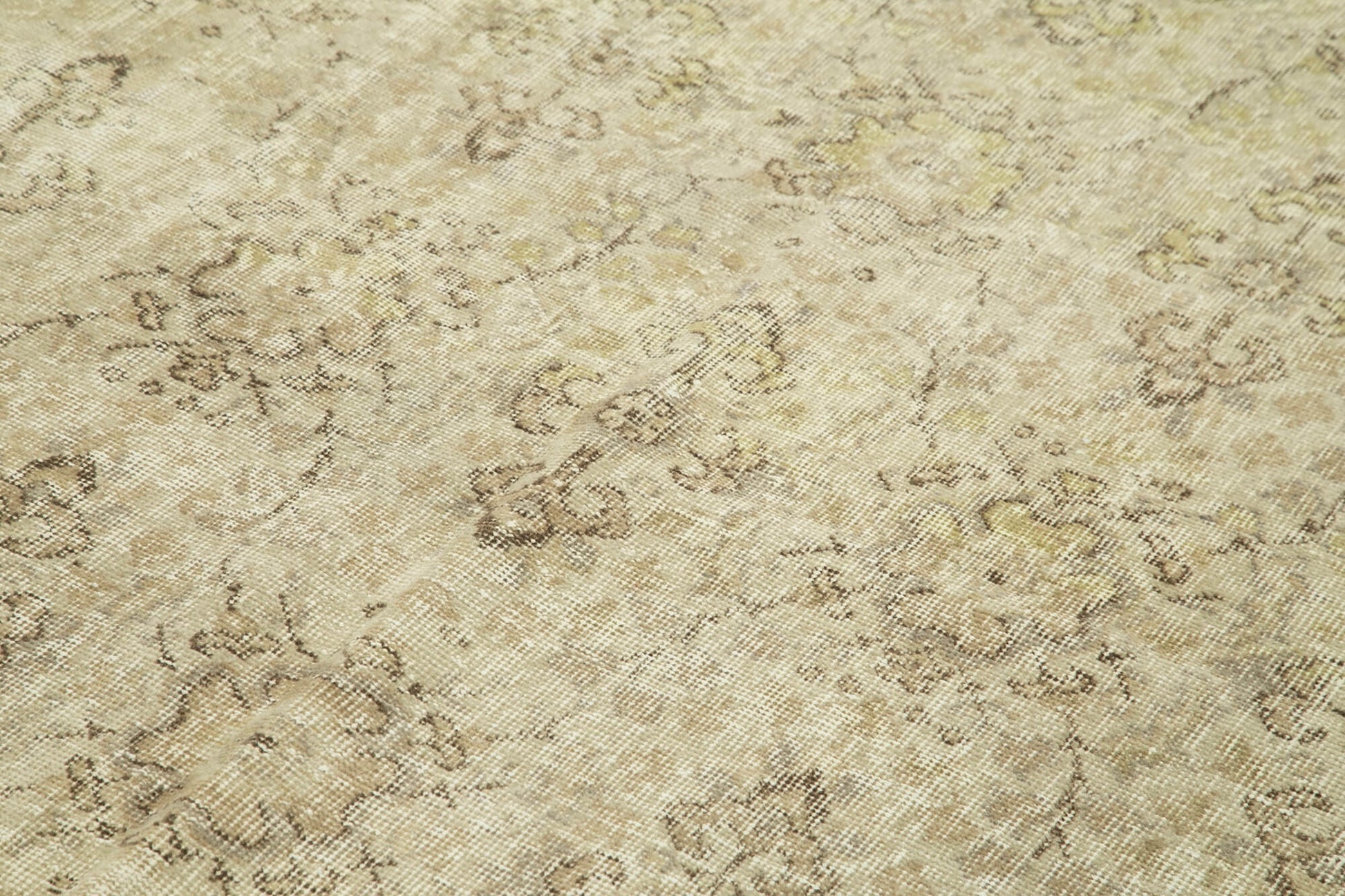 Vintage Bej Eskitme Pamuk Yün El Dokuma Halısı 200x284 Agacan