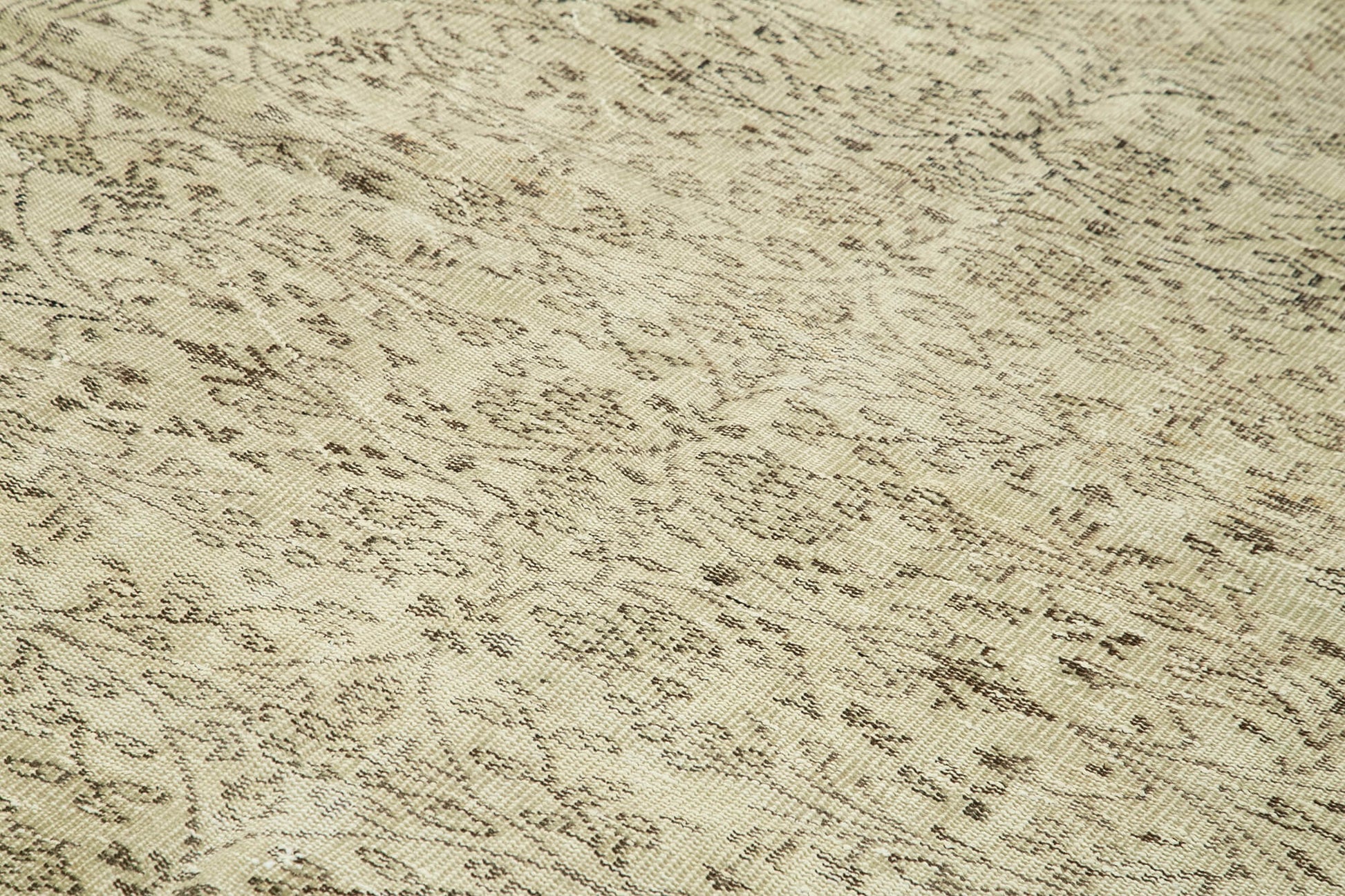 Vintage Bej Eskitme Pamuk Yün El Dokuma Halısı 190x295 Agacan