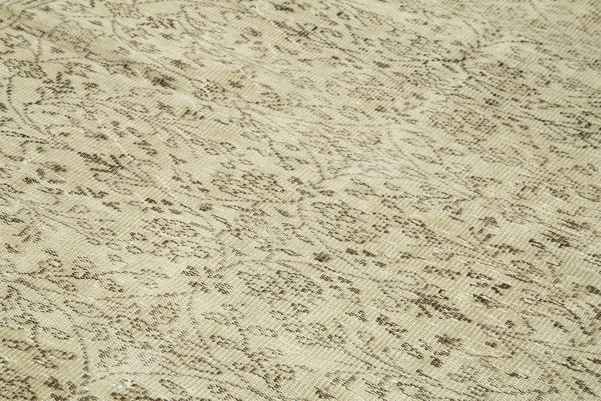 Vintage Bej Eskitme Pamuk Yün El Dokuma Halısı 190x295 Agacan