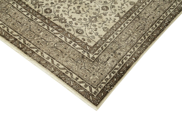 Vintage Bej Eskitme Pamuk Yün El Dokuma Halısı 207x310 Agacan