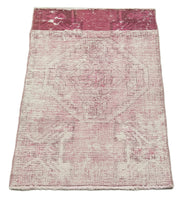 Overdyed Vintage Pembe Eskitme Pamuk Yün El Dokuma Halısı 48x79 Agacan