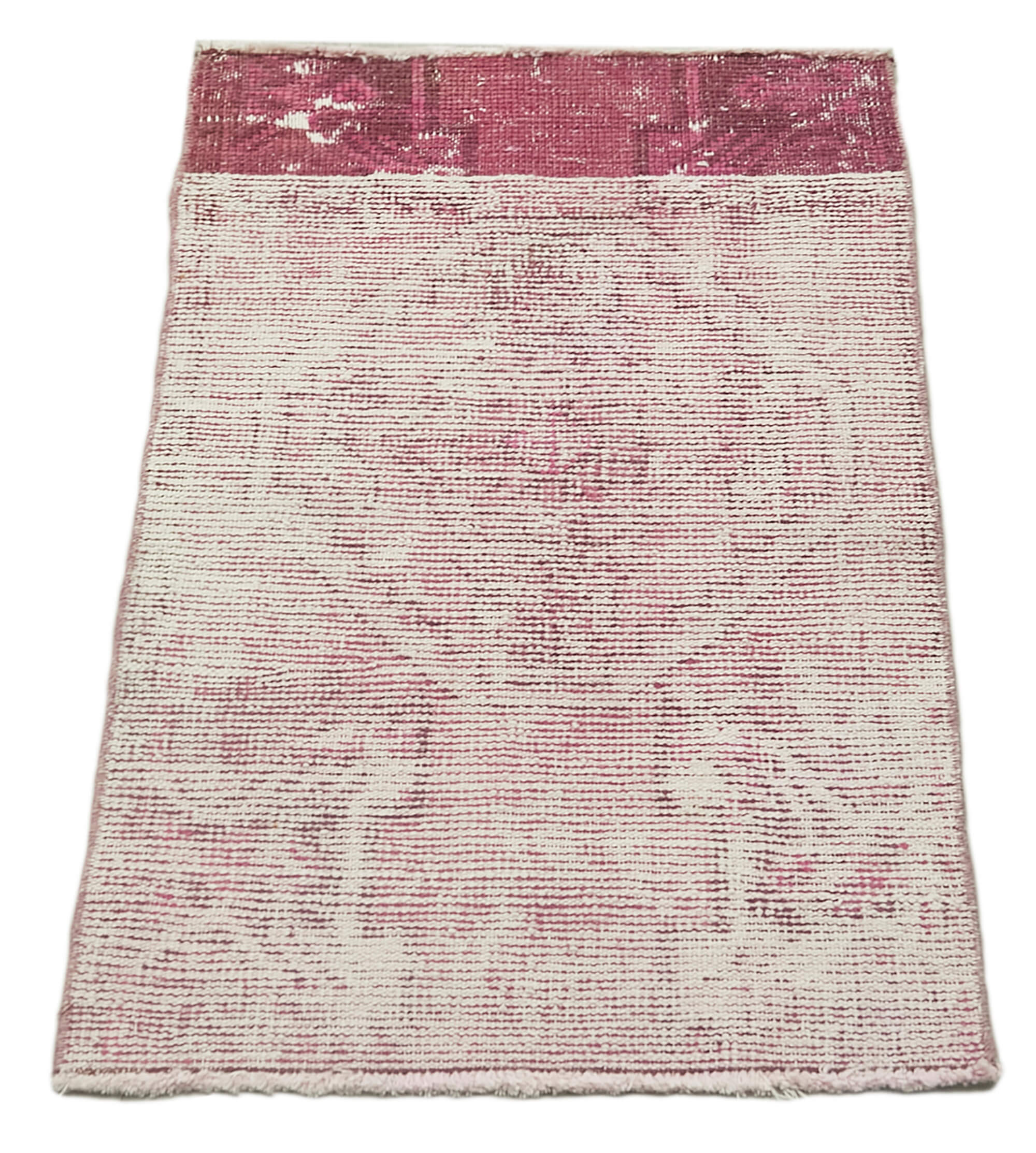 Overdyed Vintage Pembe Eskitme Pamuk Yün El Dokuma Halısı 48x79 Agacan